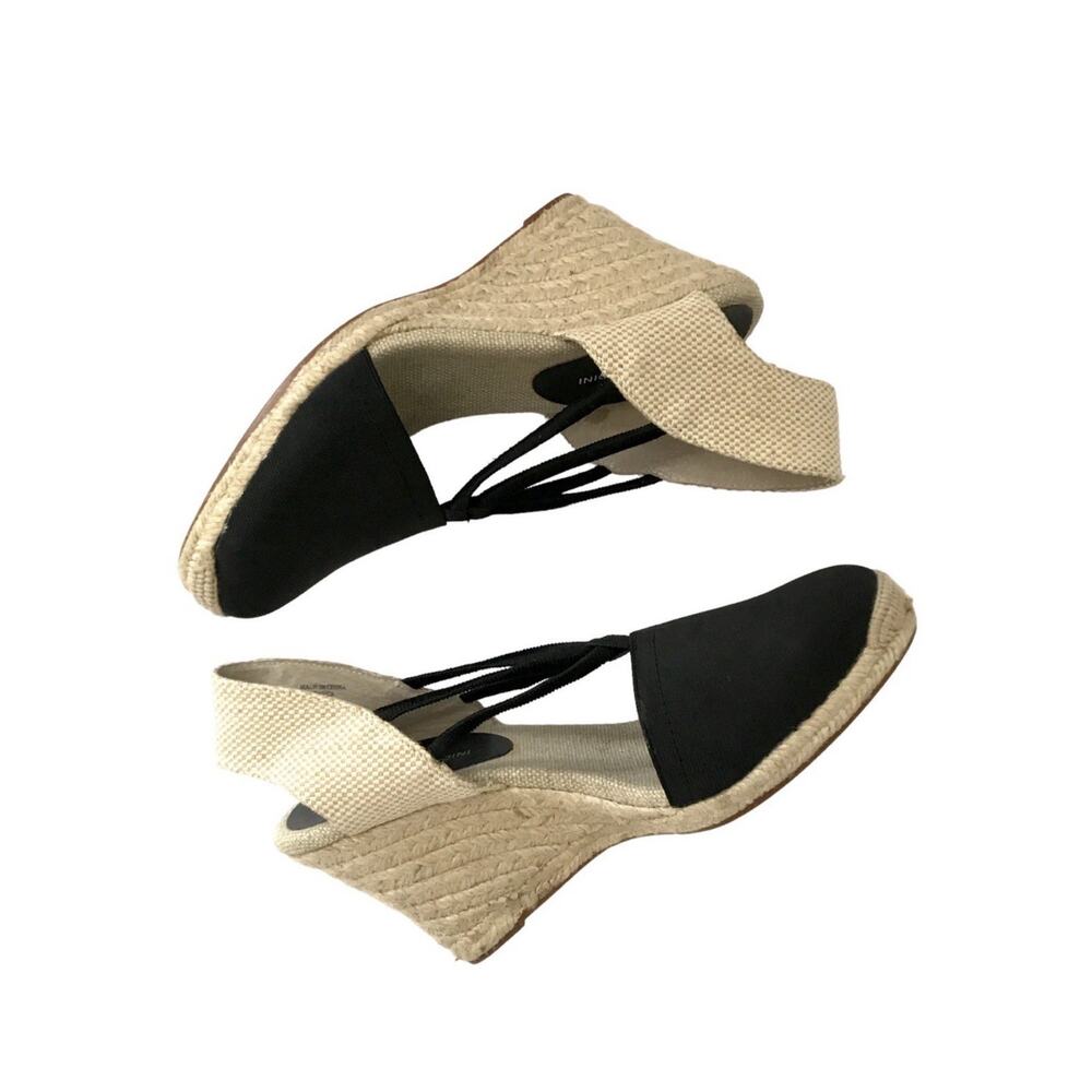 Adrienne Vittadini Branca Espadrilles 10 Strappy Wedge Heel Closed Toe Black
